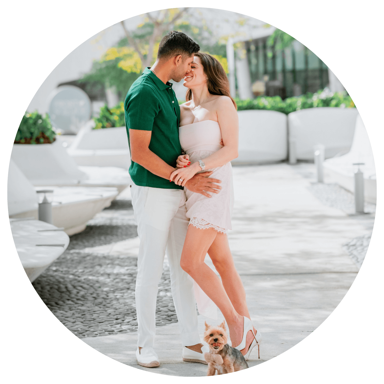 Couple celebrating engagement in Miami — vacation photography client Alex