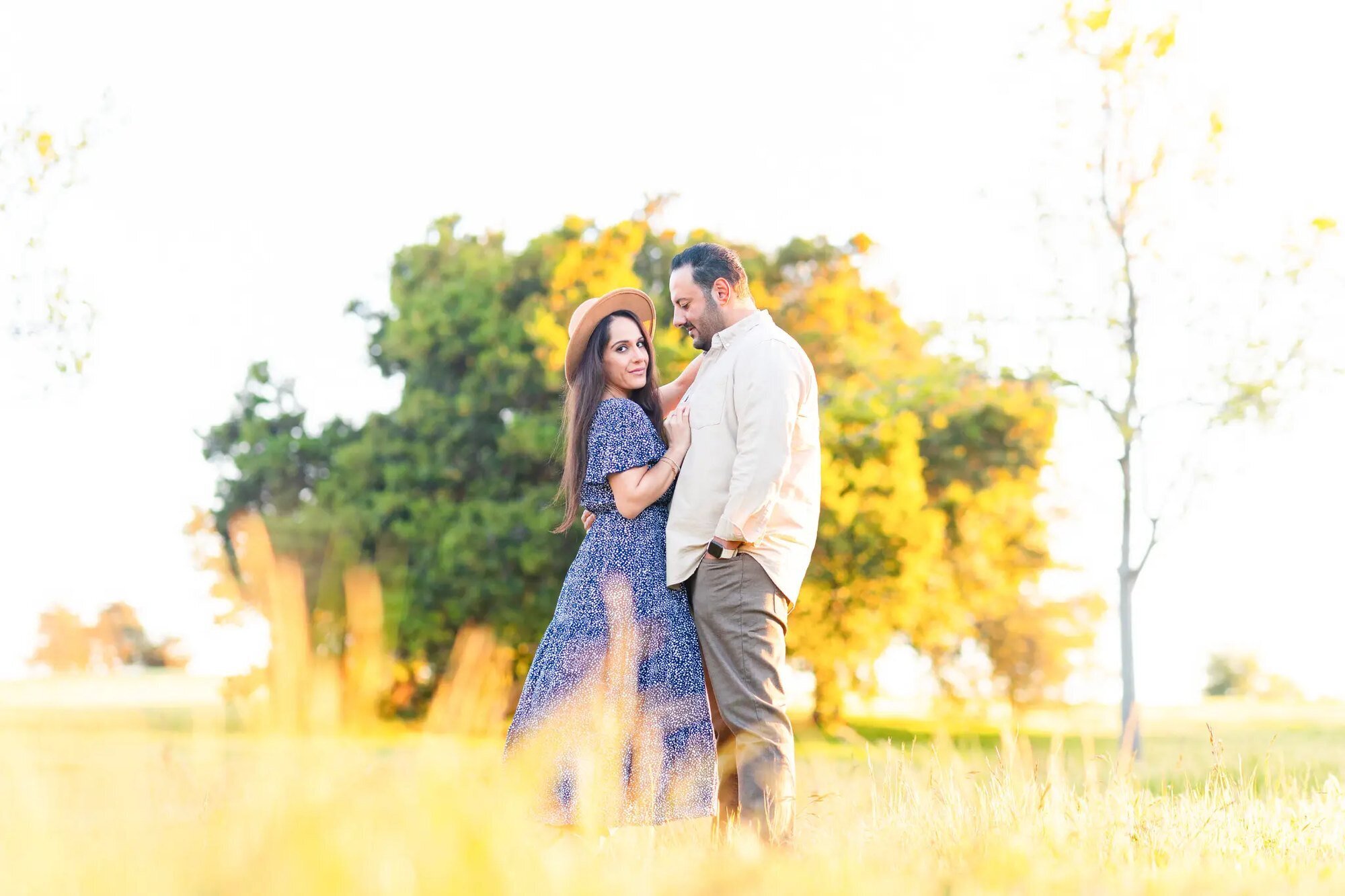Los Angeles Photographer — Couples Session at Kenneth Hahn State Recreation Area Los Angeles photographer capturing a couple in a romantic embrace surrounded by golden autumn trees at Kenneth Hahn State Recreation Area