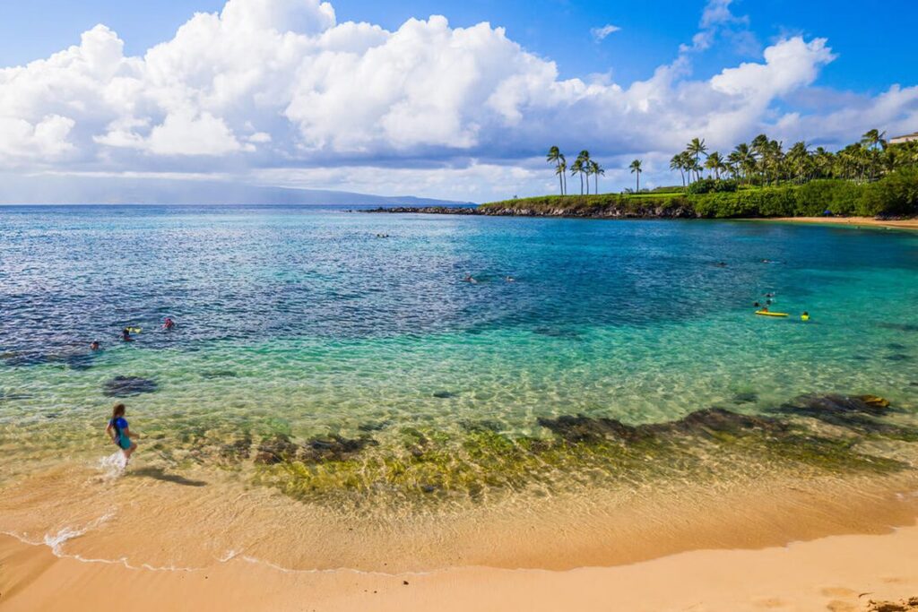 Calm turquoise water at Kapalua Bay Maui, a beautiful Hawaii vacation photographer location.